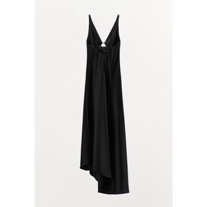 Zara Satin Effect Strappy Maxi Dress Black Size S